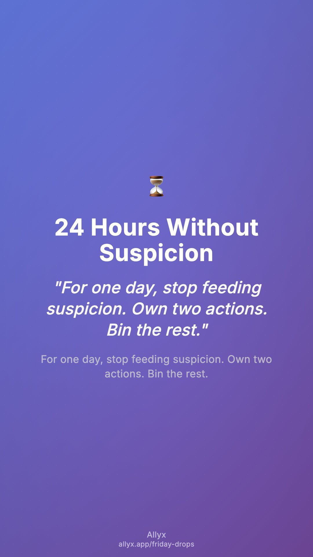 Shareable story card for 24 Hours Without Suspicion