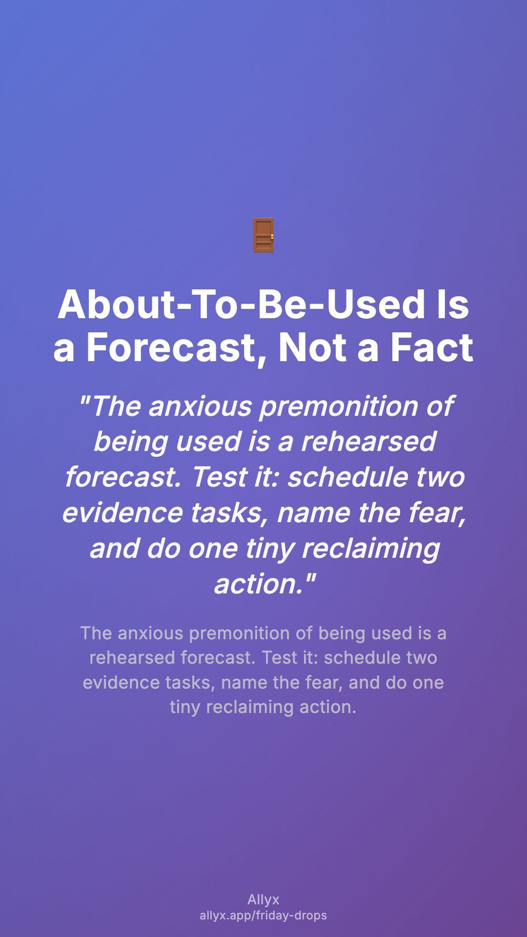 Shareable story card for About-To-Be-Used Is a Forecast, Not a Fact