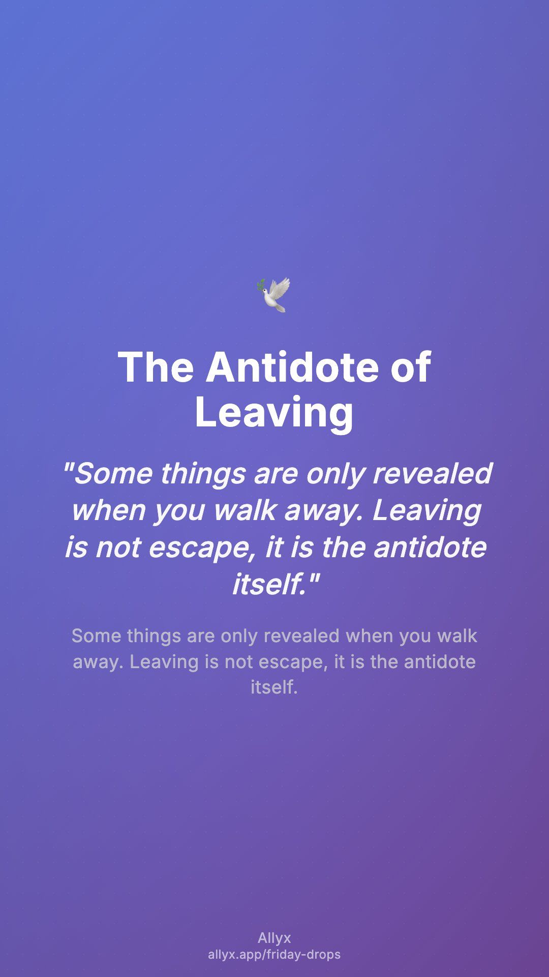 Shareable story card for The Antidote of Leaving