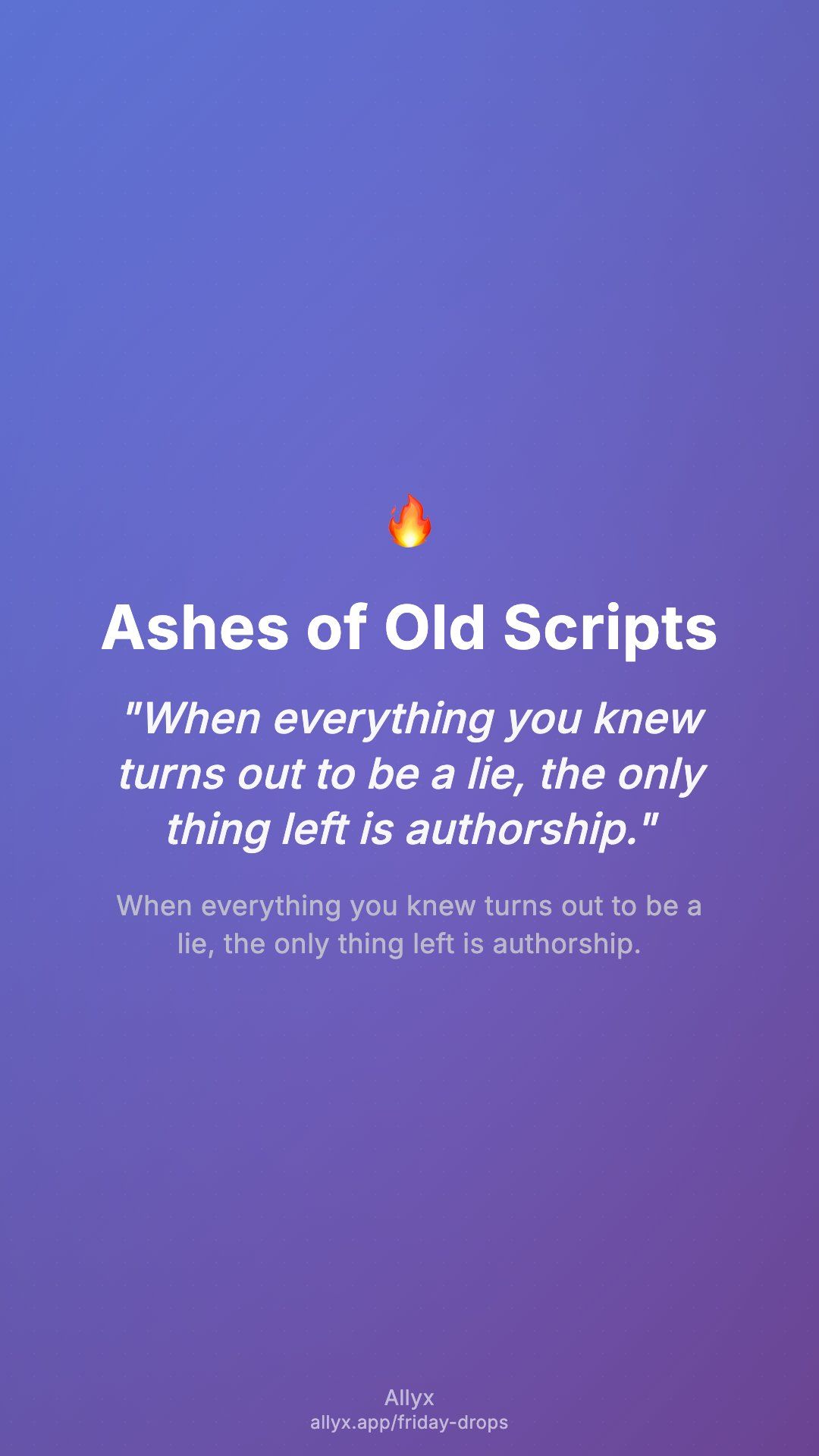 Shareable story card for Ashes of Old Scripts