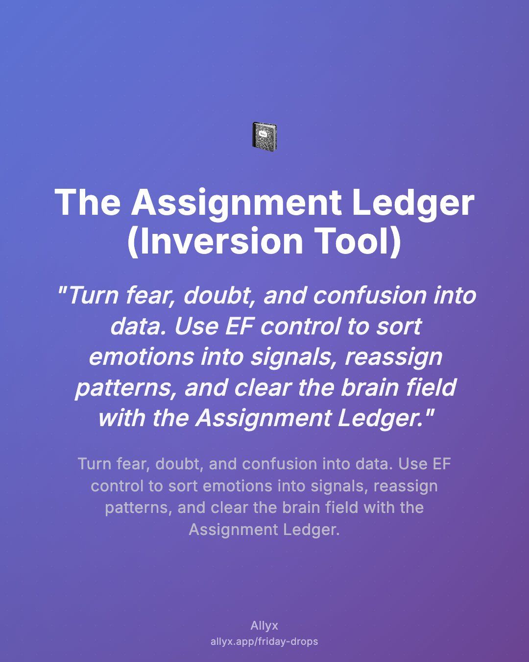 Shareable quote card for The Assignment Ledger (Inversion Tool)
