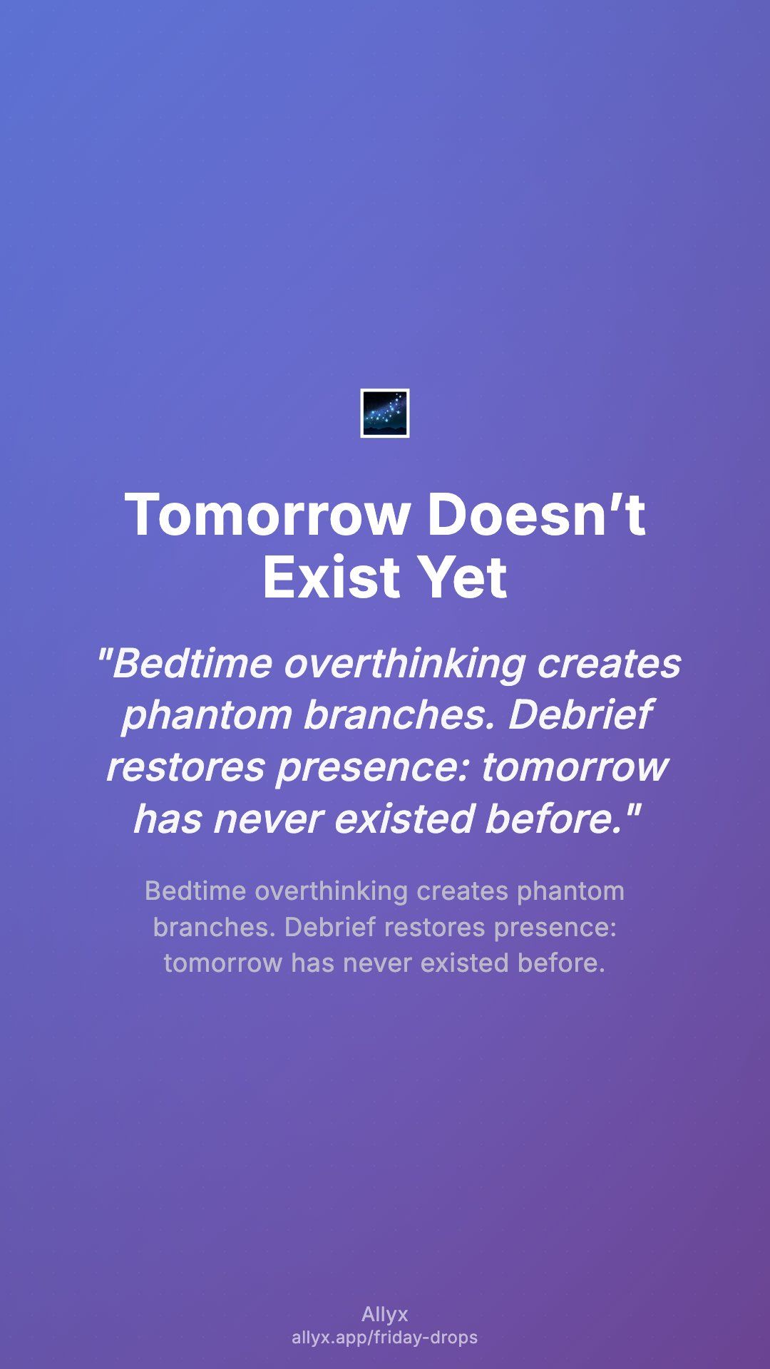 Shareable story card for Tomorrow Doesn’t Exist Yet
