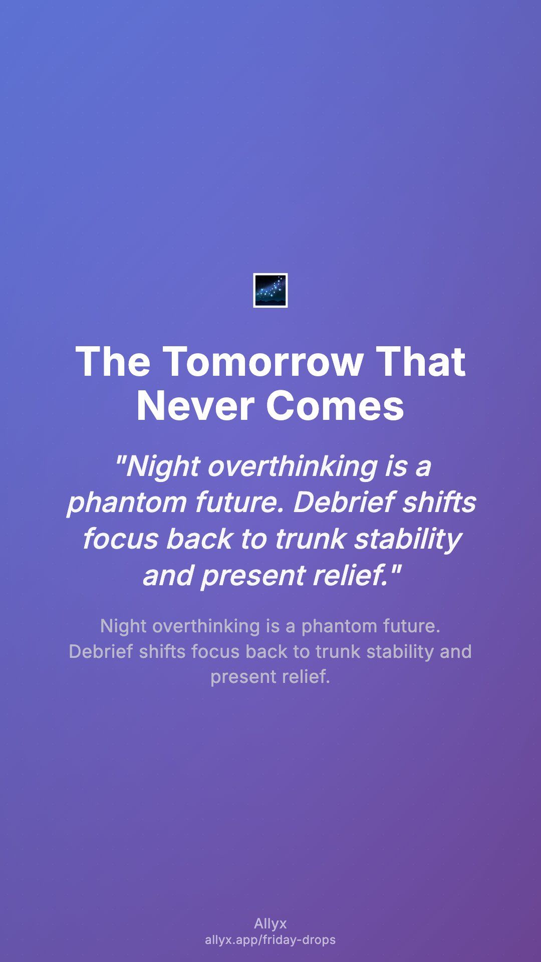 Shareable story card for The Tomorrow That Never Comes
