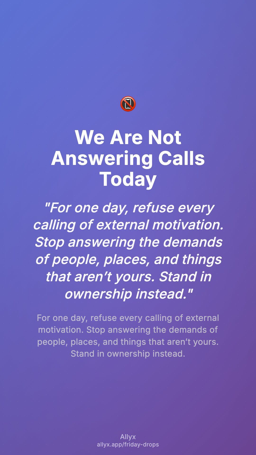 Shareable story card for We Are Not Answering Calls Today
