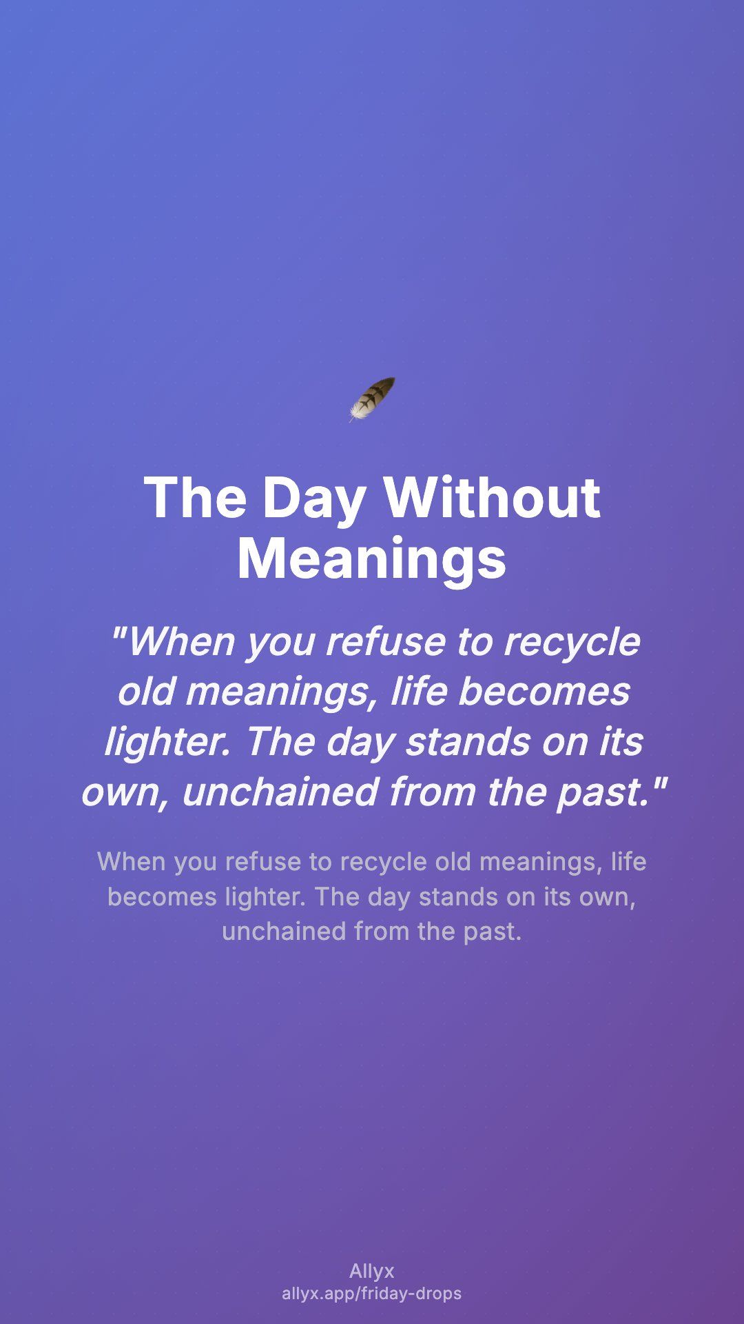 Shareable story card for The Day Without Meanings