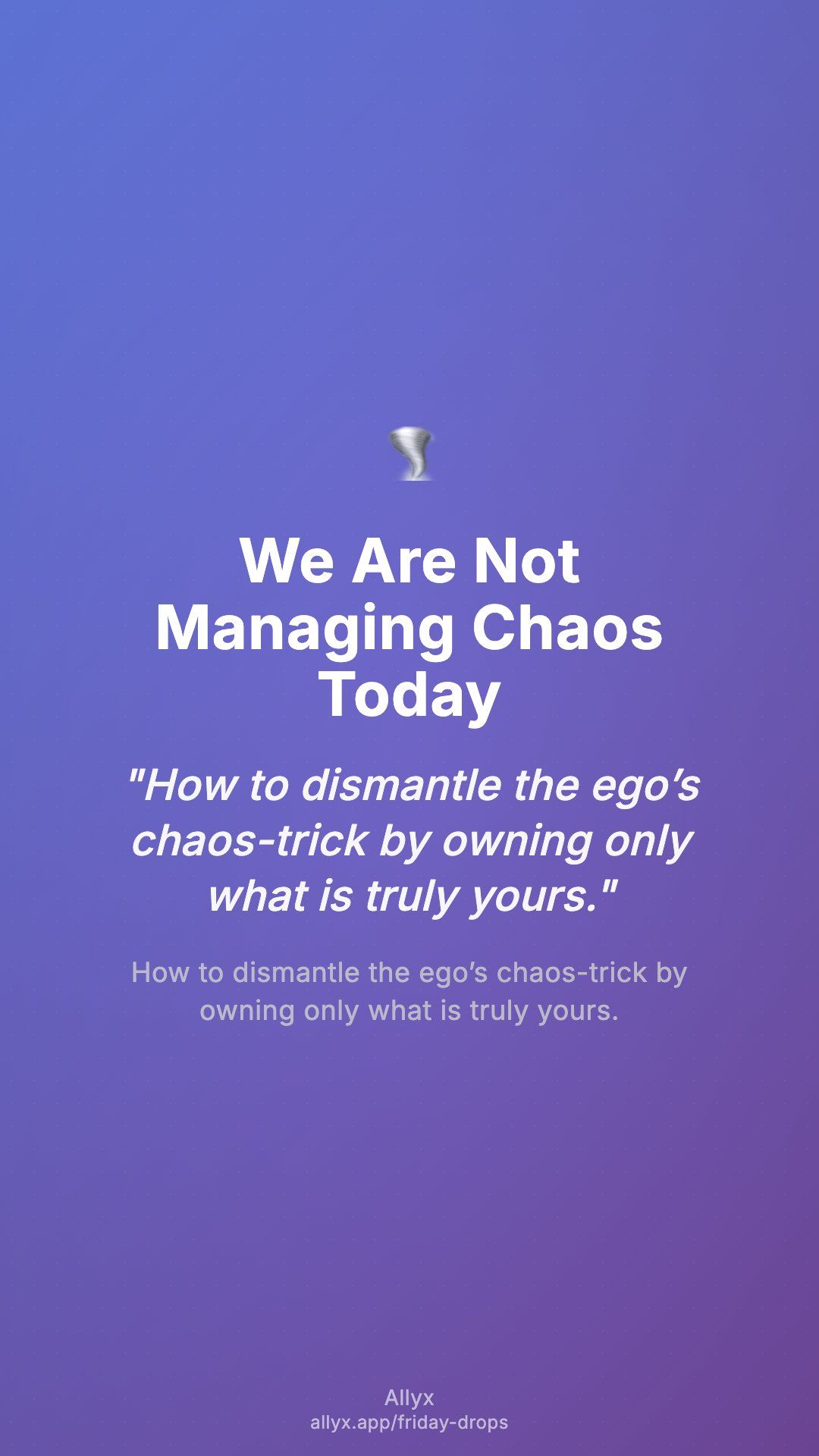 Shareable story card for We Are Not Managing Chaos Today