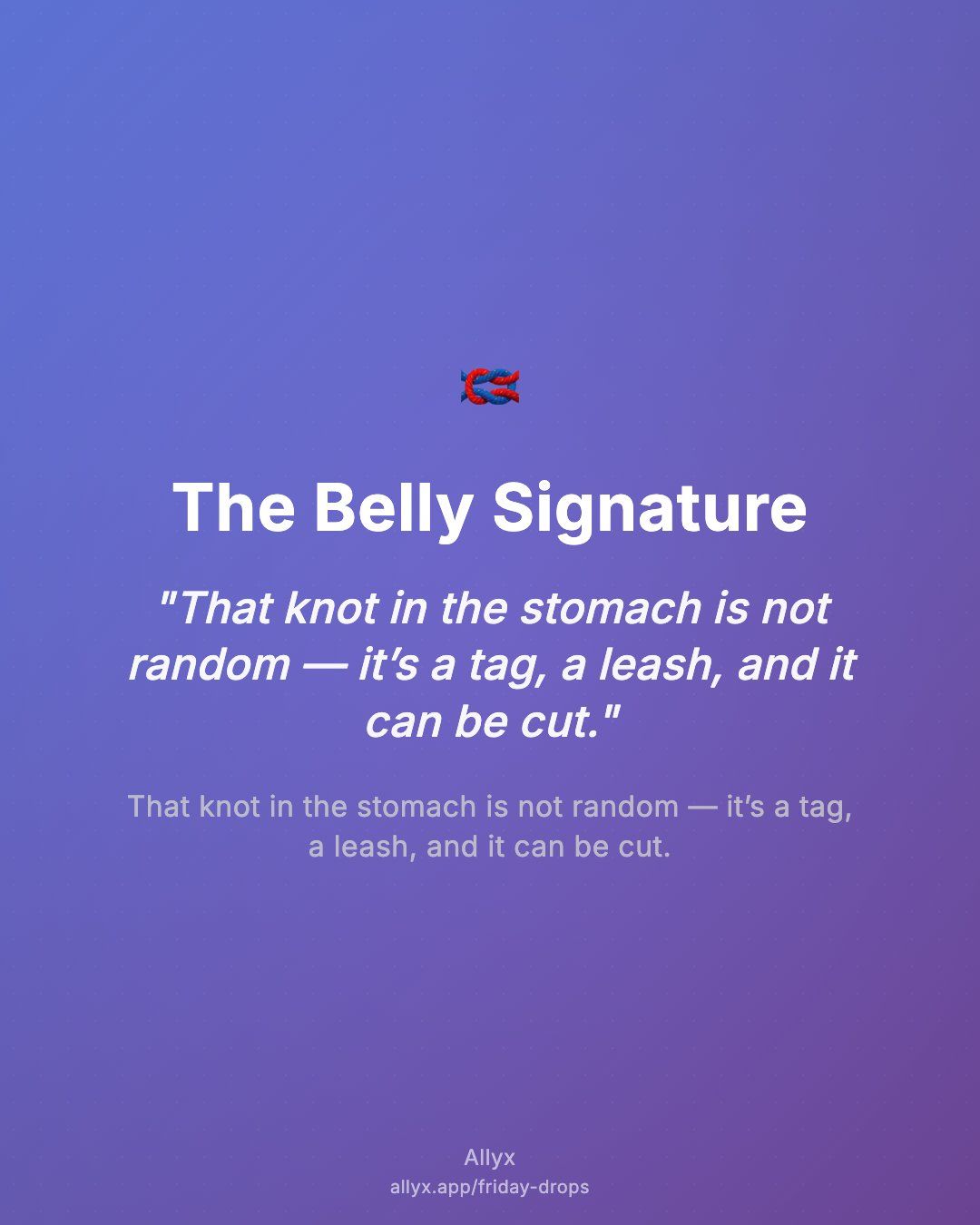 Shareable quote card for The Belly Signature