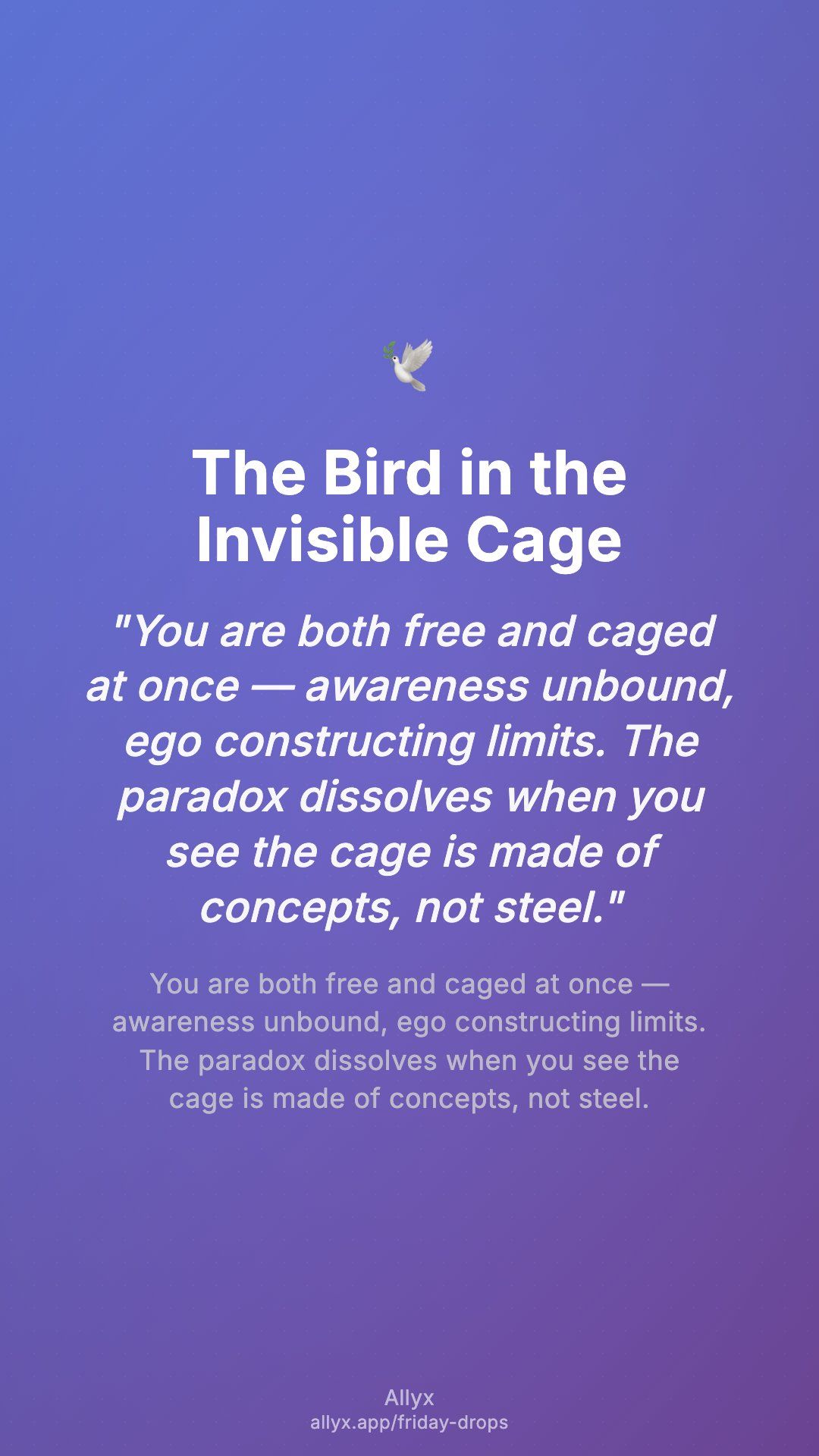 Shareable story card for The Bird in the Invisible Cage