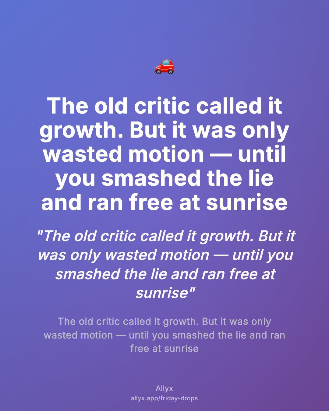 Shareable quote card for The Blue Car Print