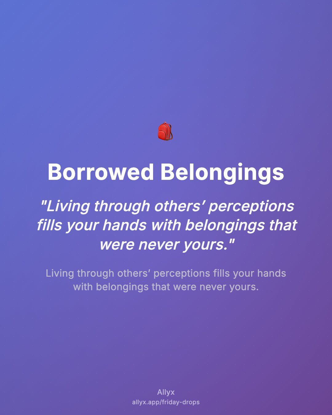 Shareable quote card for Borrowed Belongings