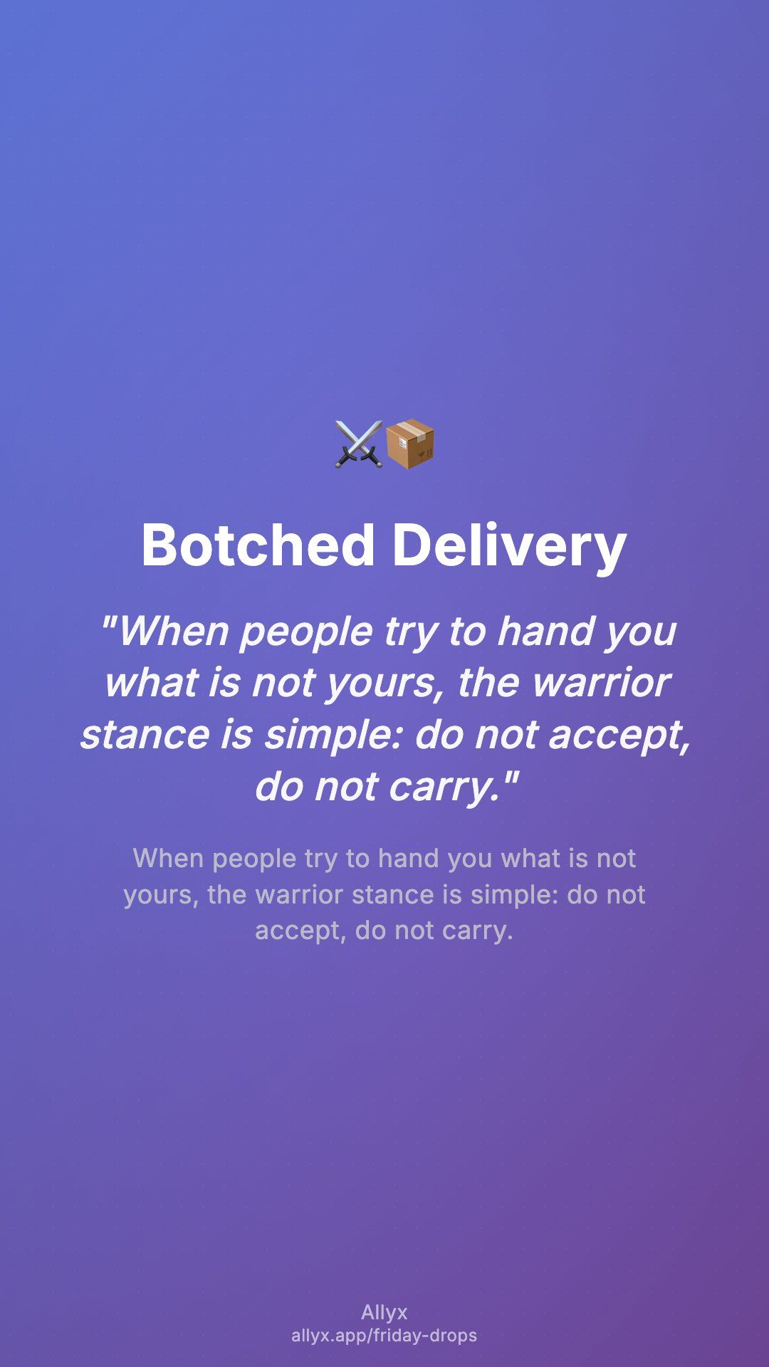 Shareable story card for Botched Delivery