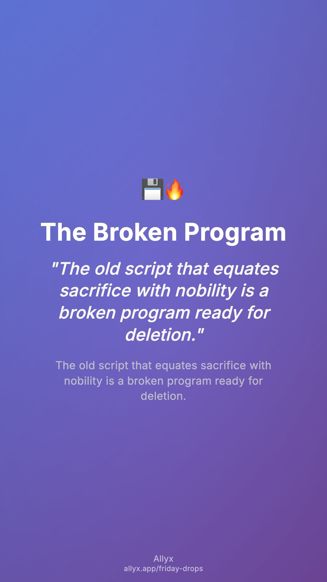 Shareable story card for The Broken Program