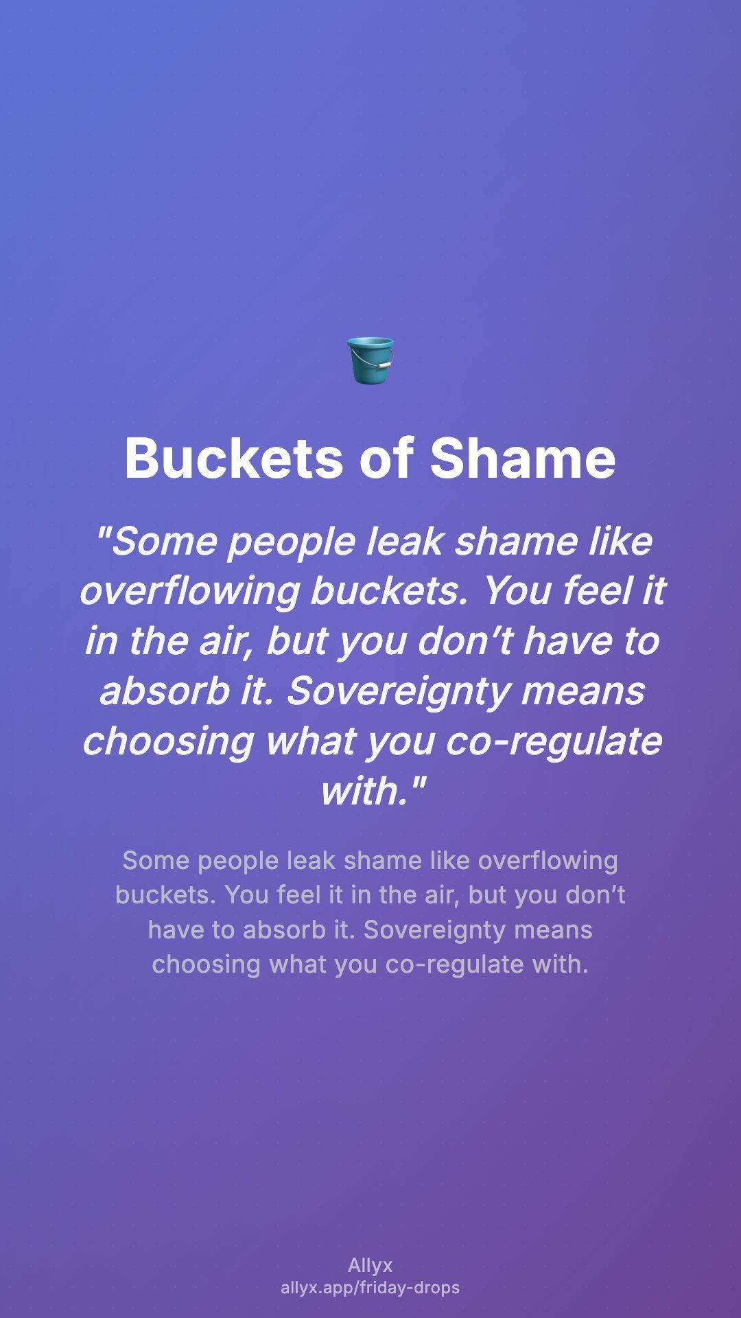Shareable story card for Buckets of Shame