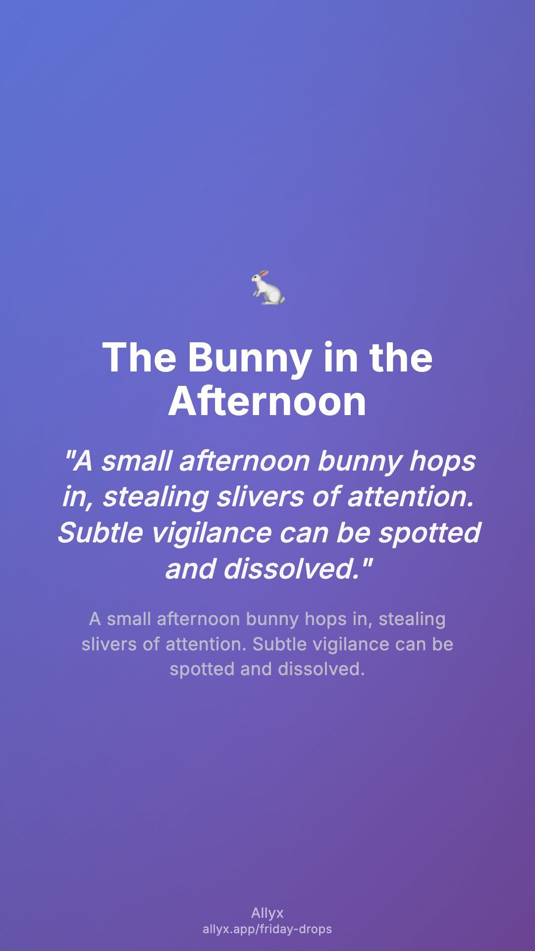 Shareable story card for The Bunny in the Afternoon