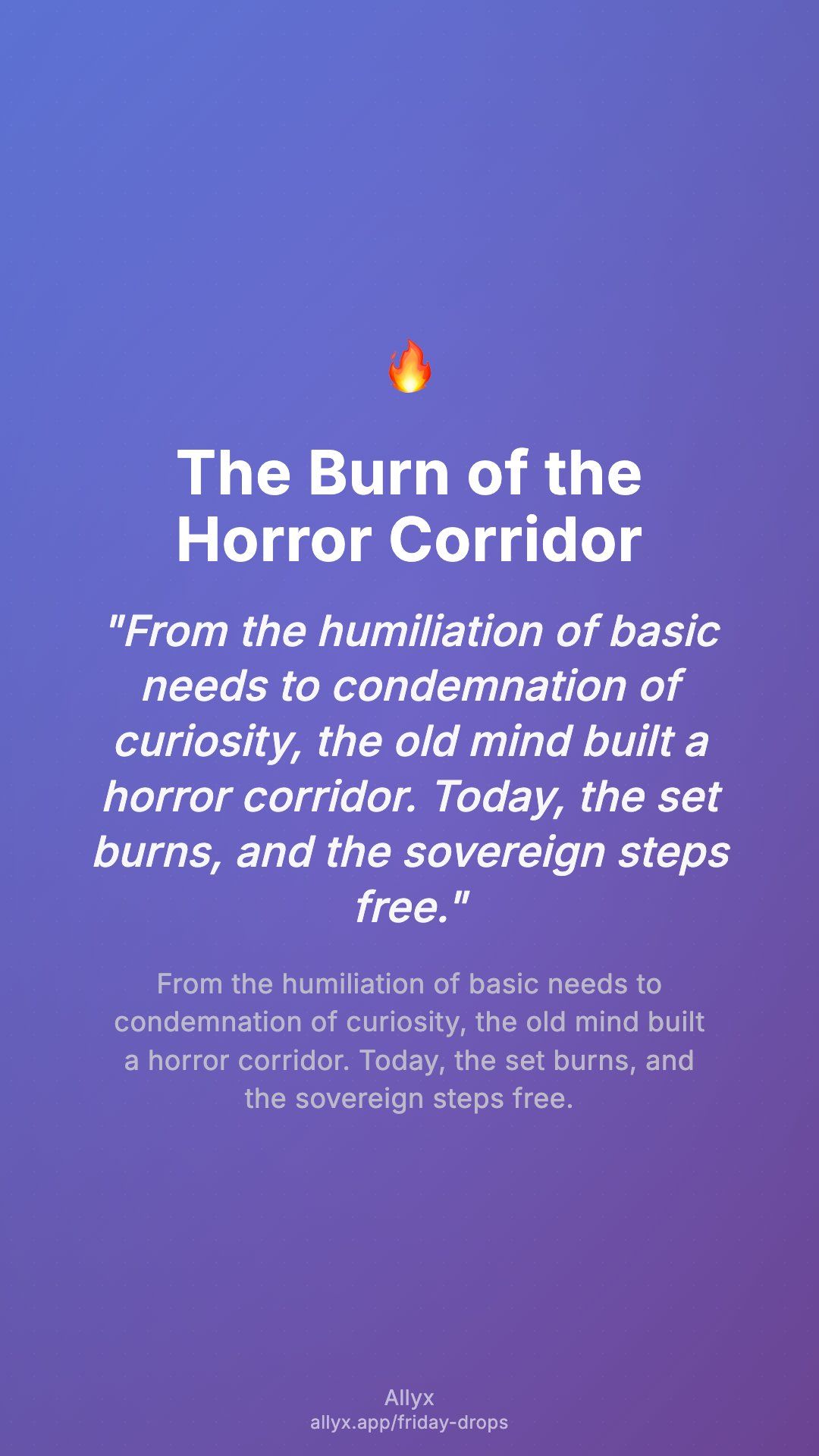 Shareable story card for The Burn of the Horror Corridor