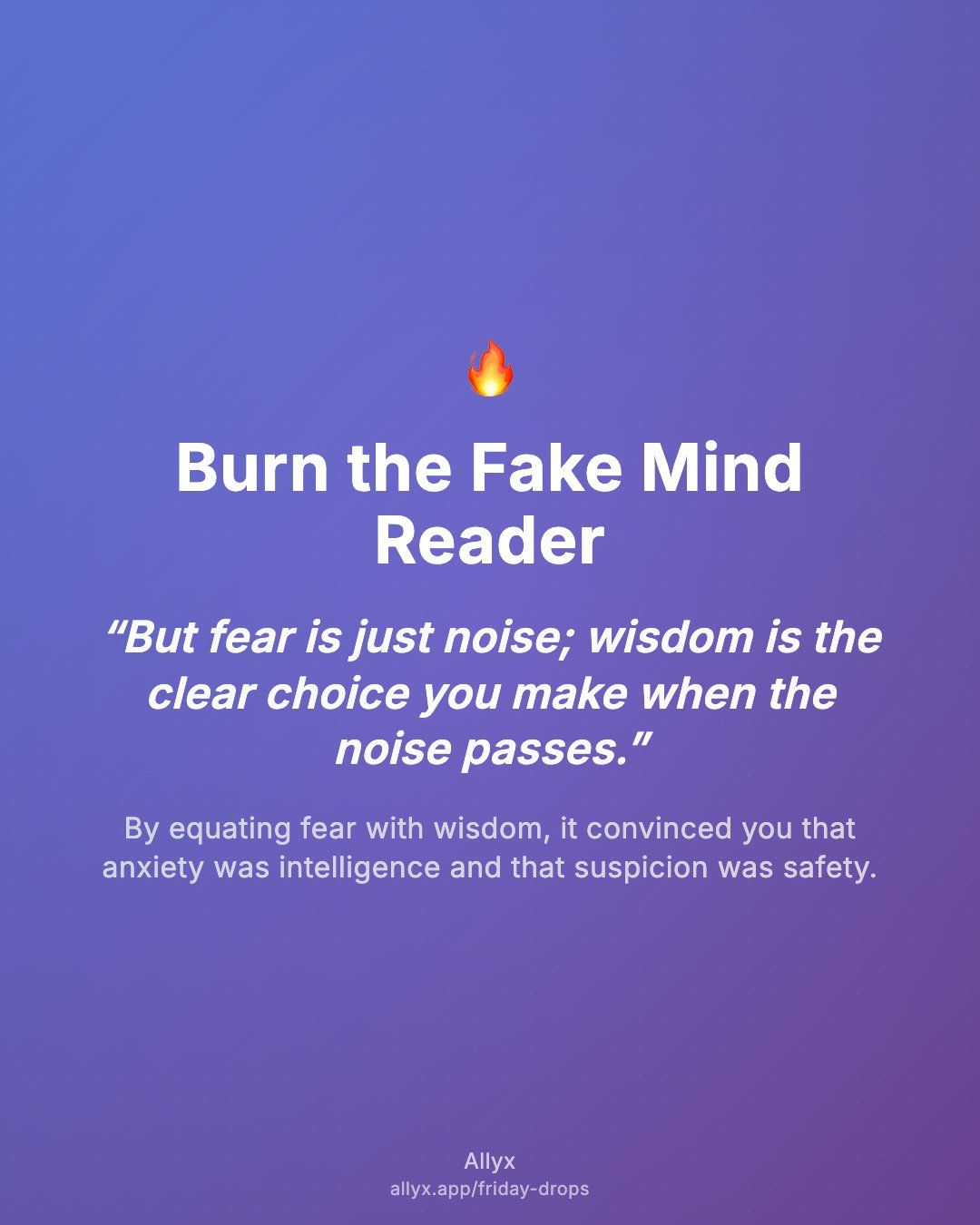 Shareable quote card for Burn the Fake Mind Reader