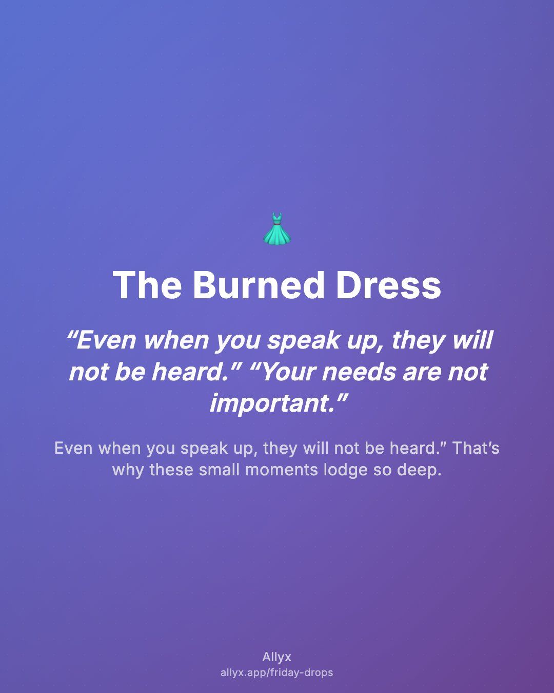 Shareable quote card for The Burned Dress