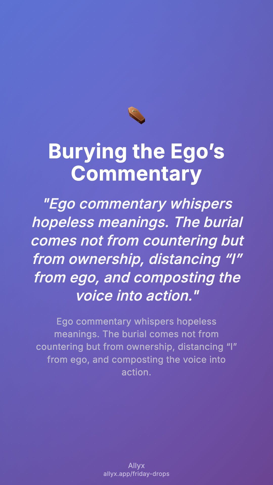 Shareable story card for Burying the Ego’s Commentary