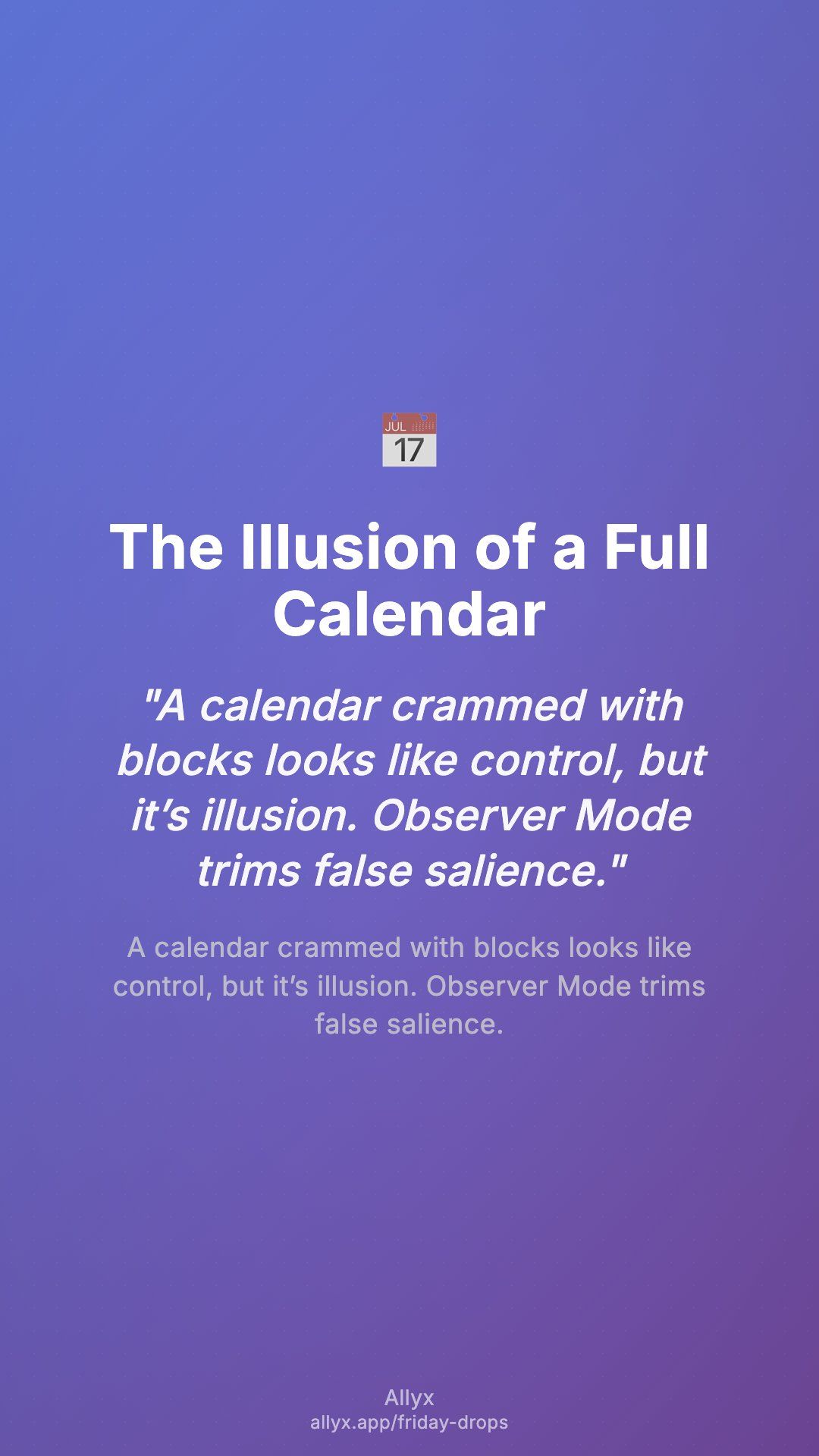Shareable story card for The Illusion of a Full Calendar