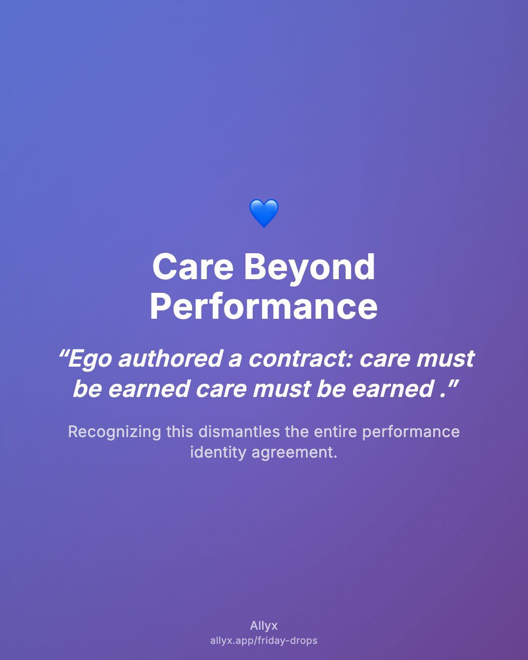 Shareable quote card for Care Beyond Performance