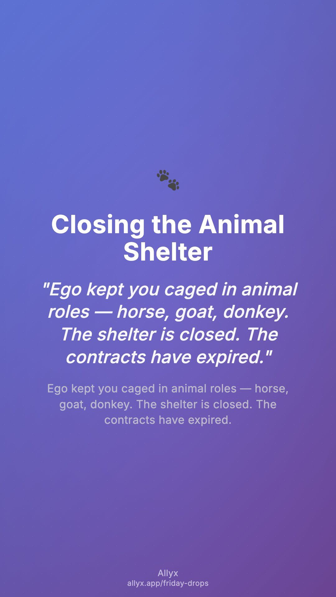 Shareable story card for Closing the Animal Shelter