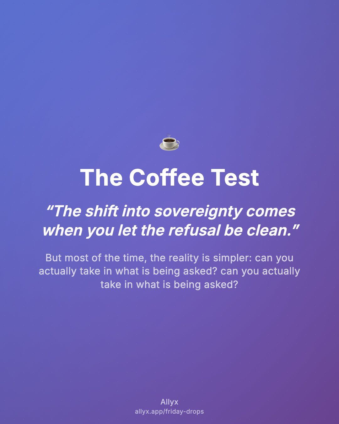 Shareable quote card for The Coffee Test