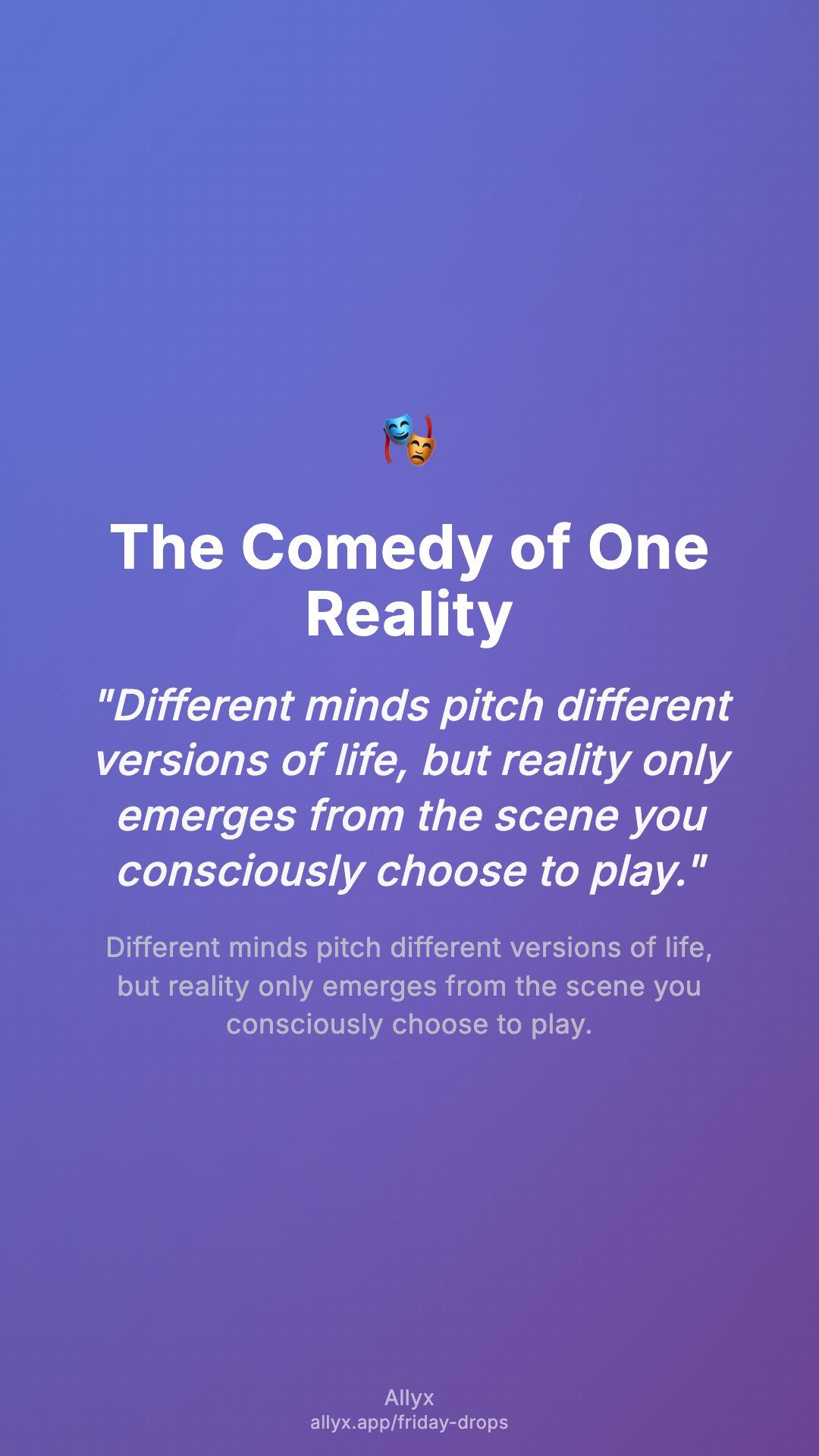 Shareable story card for The Comedy of One Reality