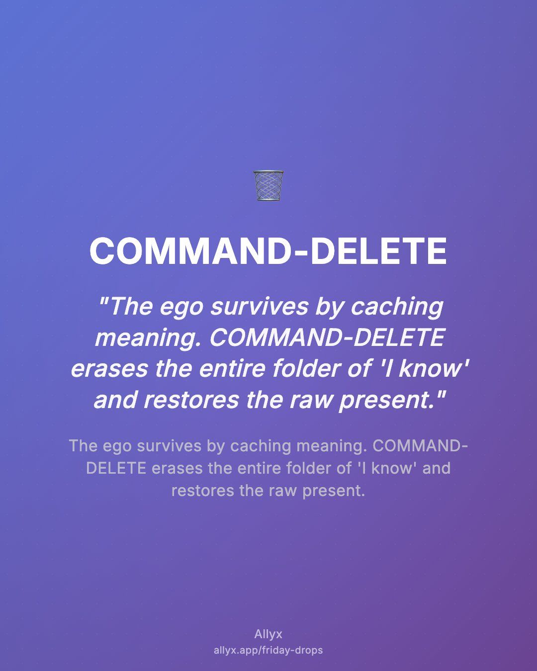 Shareable quote card for COMMAND-DELETE