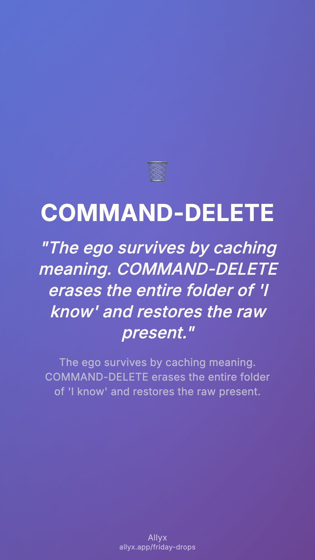 Shareable story card for COMMAND-DELETE