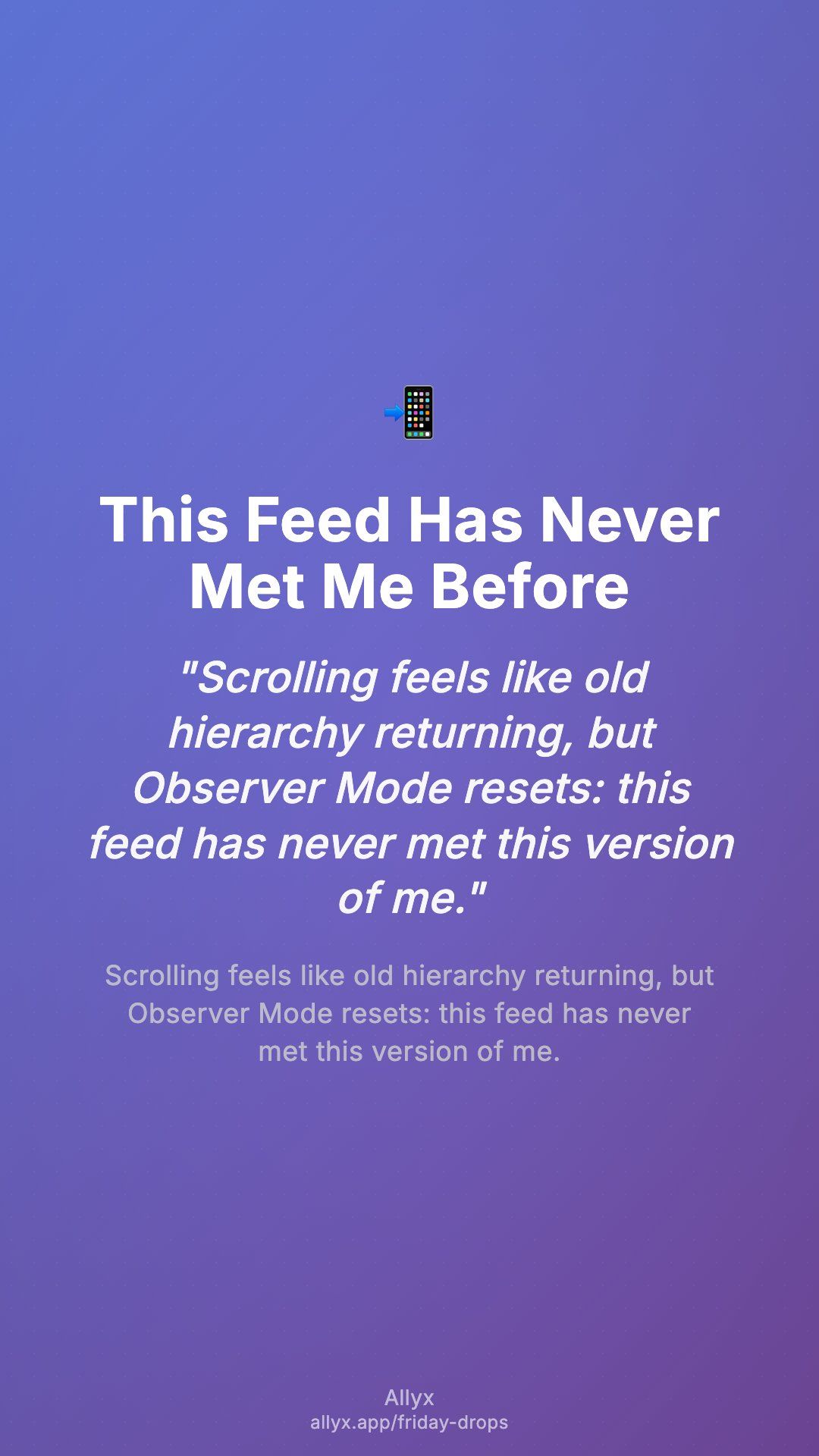 Shareable story card for This Feed Has Never Met Me Before