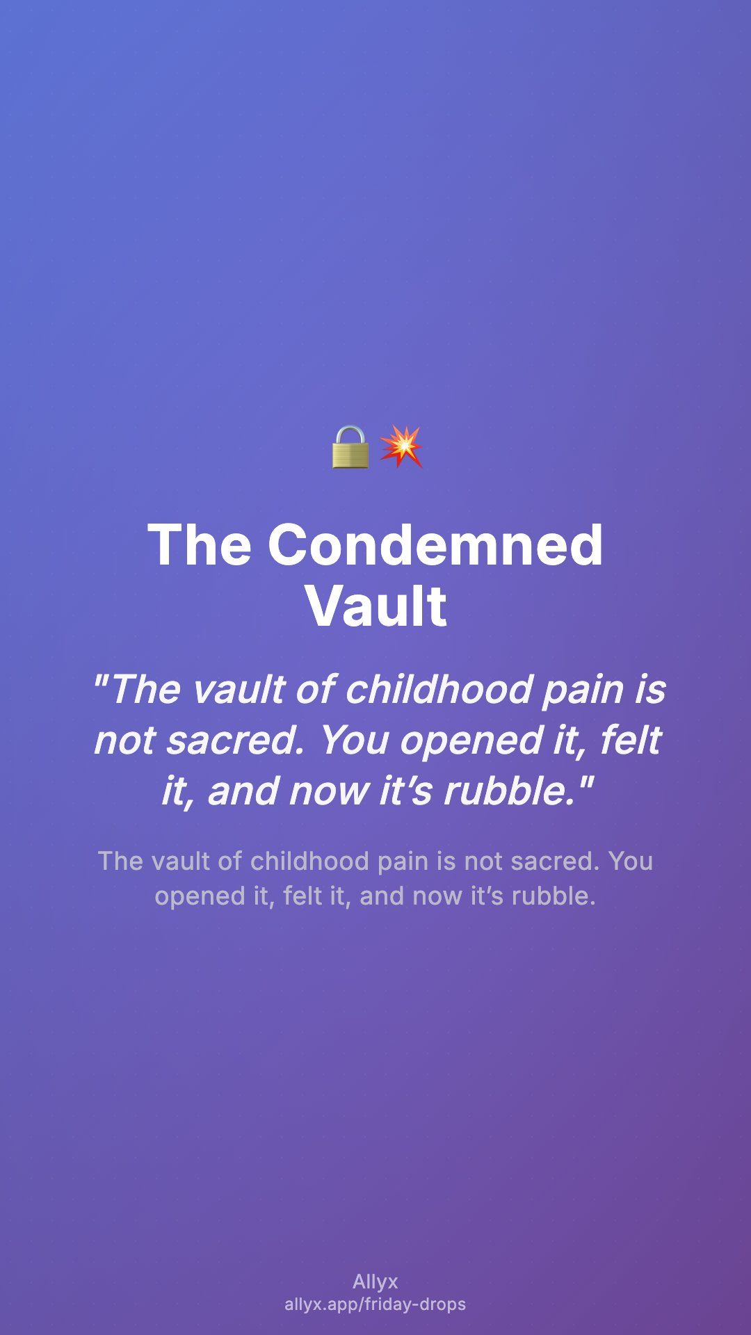 Shareable story card for The Condemned Vault