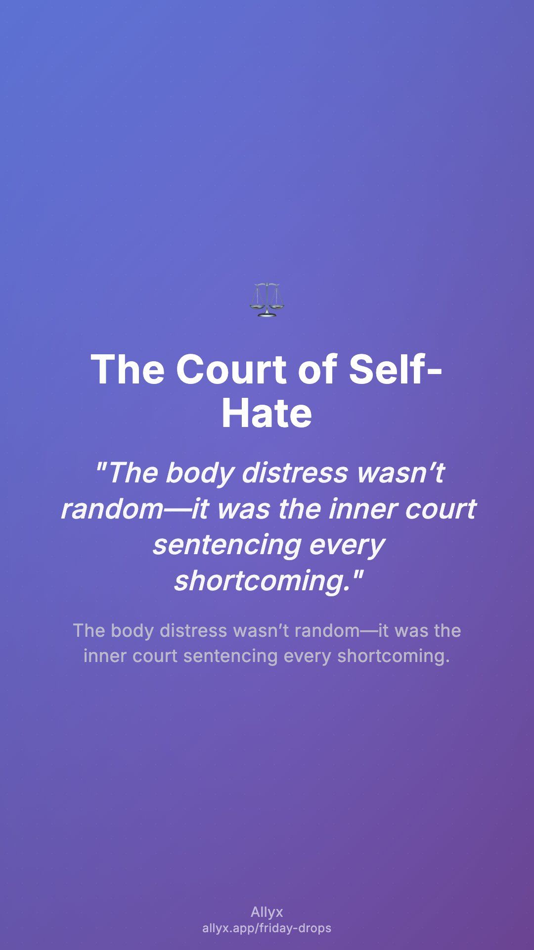 Shareable story card for The Court of Self-Hate