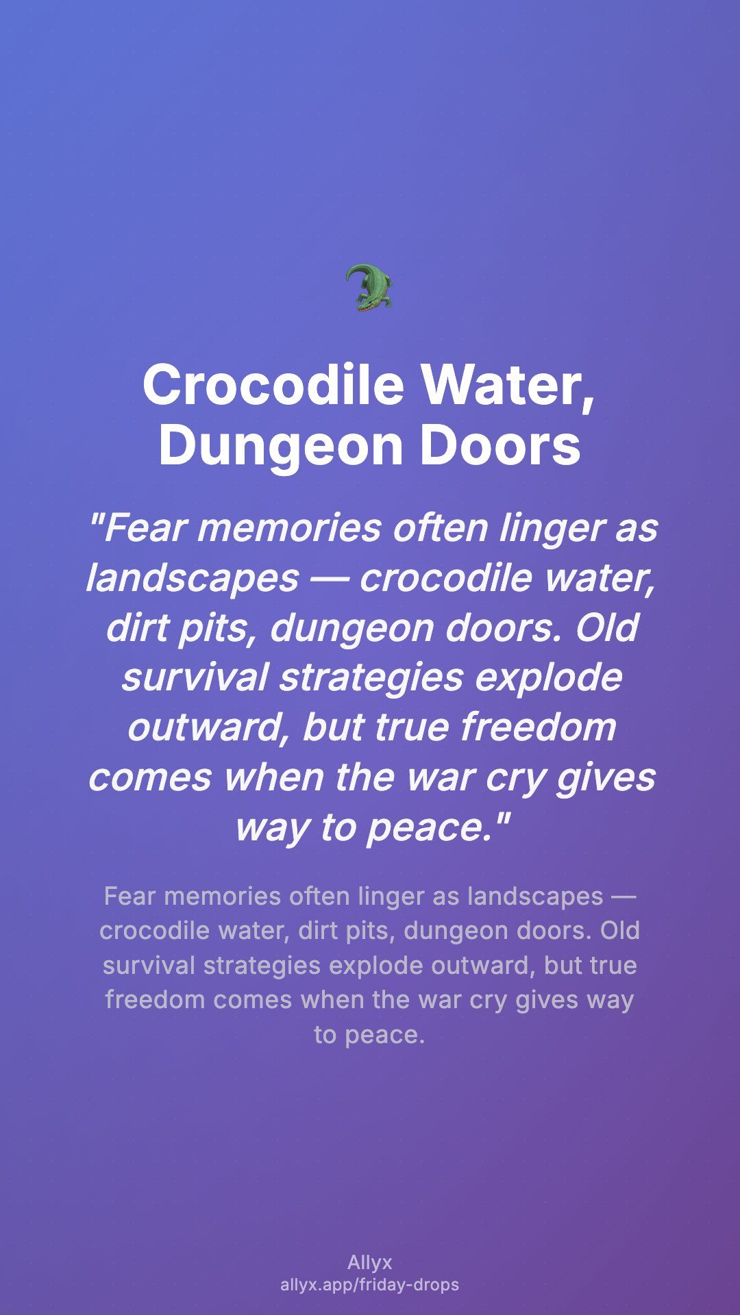 Shareable story card for Crocodile Water, Dungeon Doors