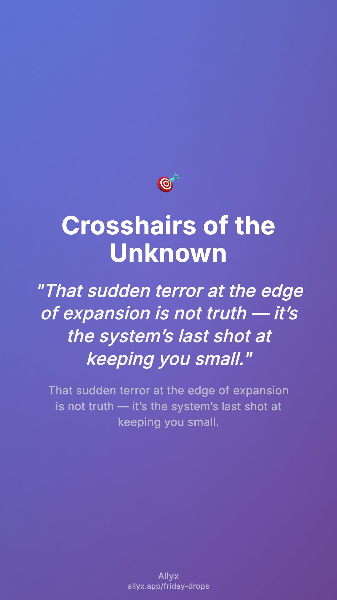 Shareable story card for Crosshairs of the Unknown