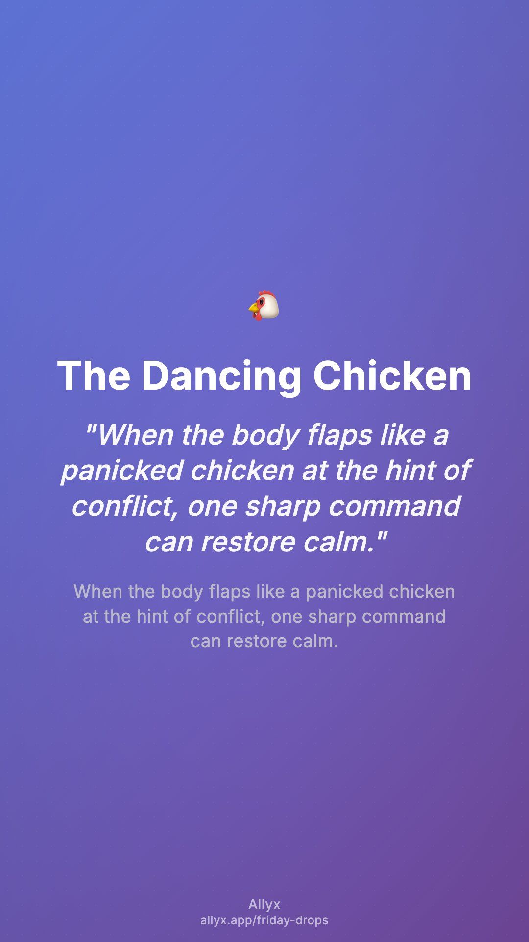 Shareable story card for The Dancing Chicken