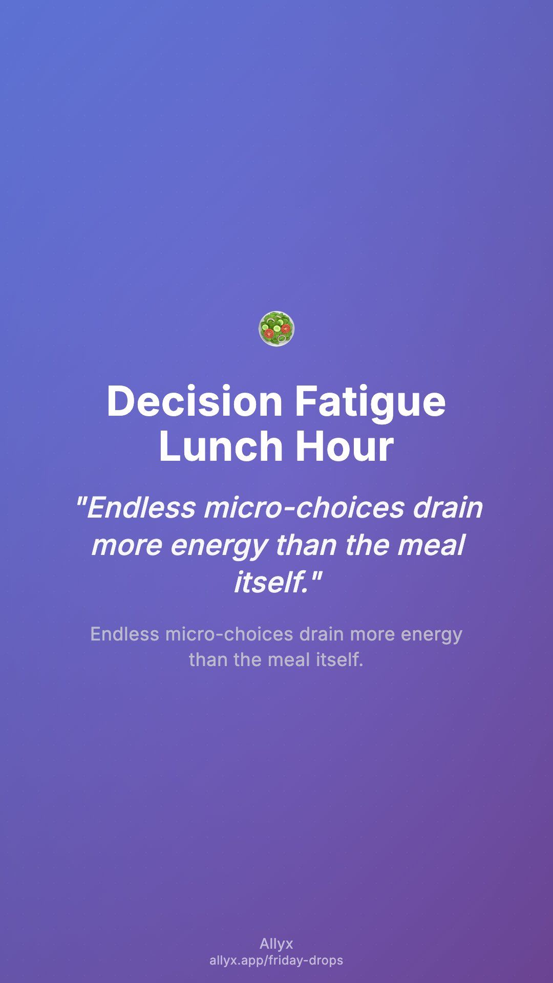 Shareable story card for Decision Fatigue Lunch Hour