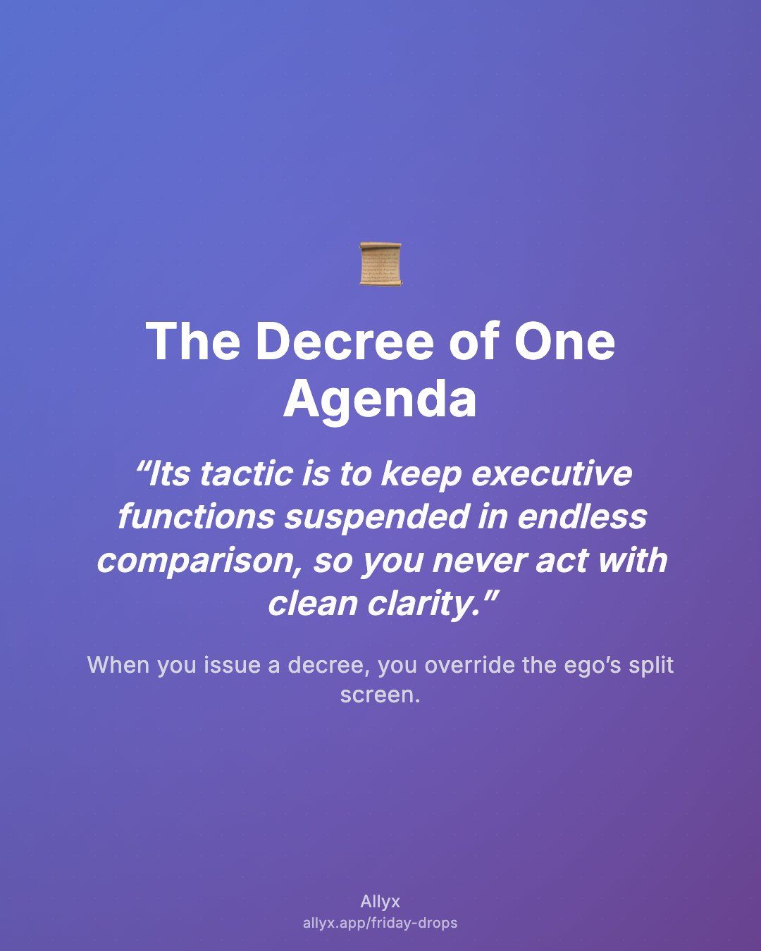 Shareable quote card for The Decree of One Agenda