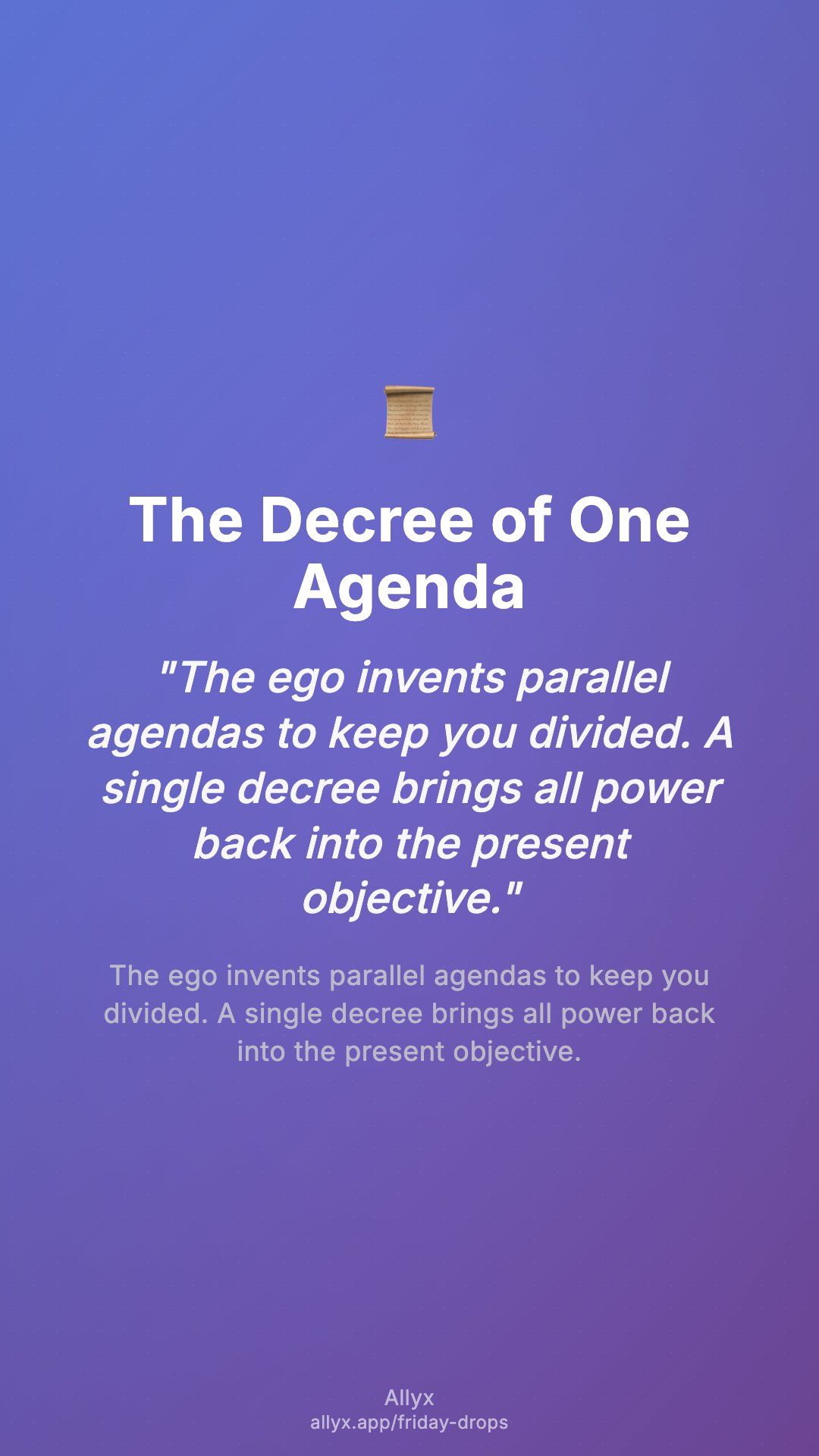 Shareable story card for The Decree of One Agenda