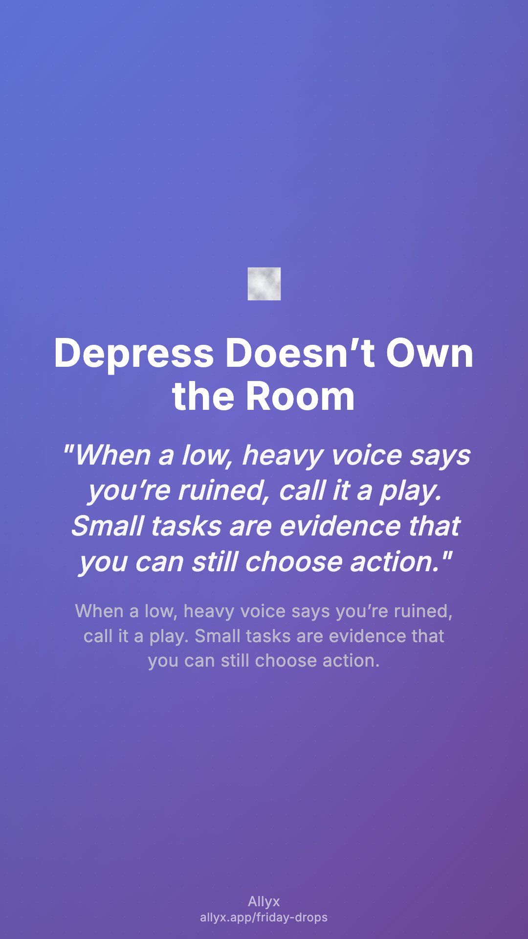 Shareable story card for Depress Doesn’t Own the Room