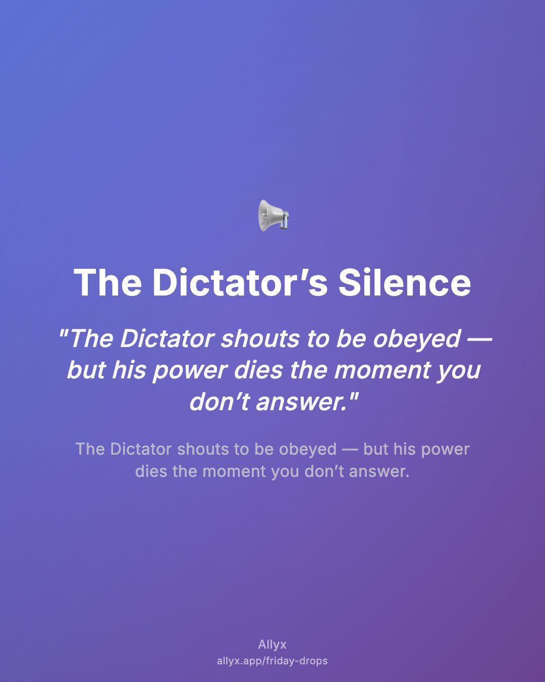 Shareable quote card for The Dictator’s Silence