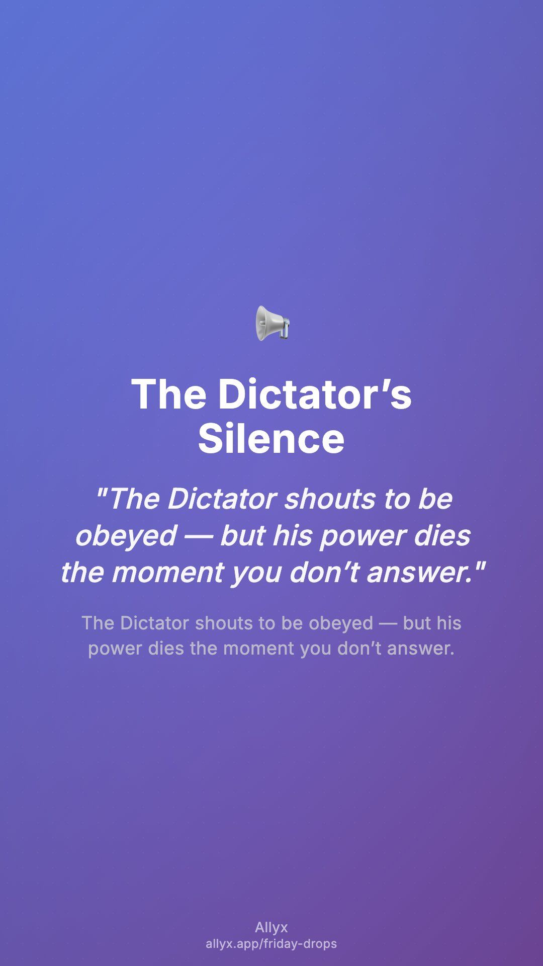 Shareable story card for The Dictator’s Silence
