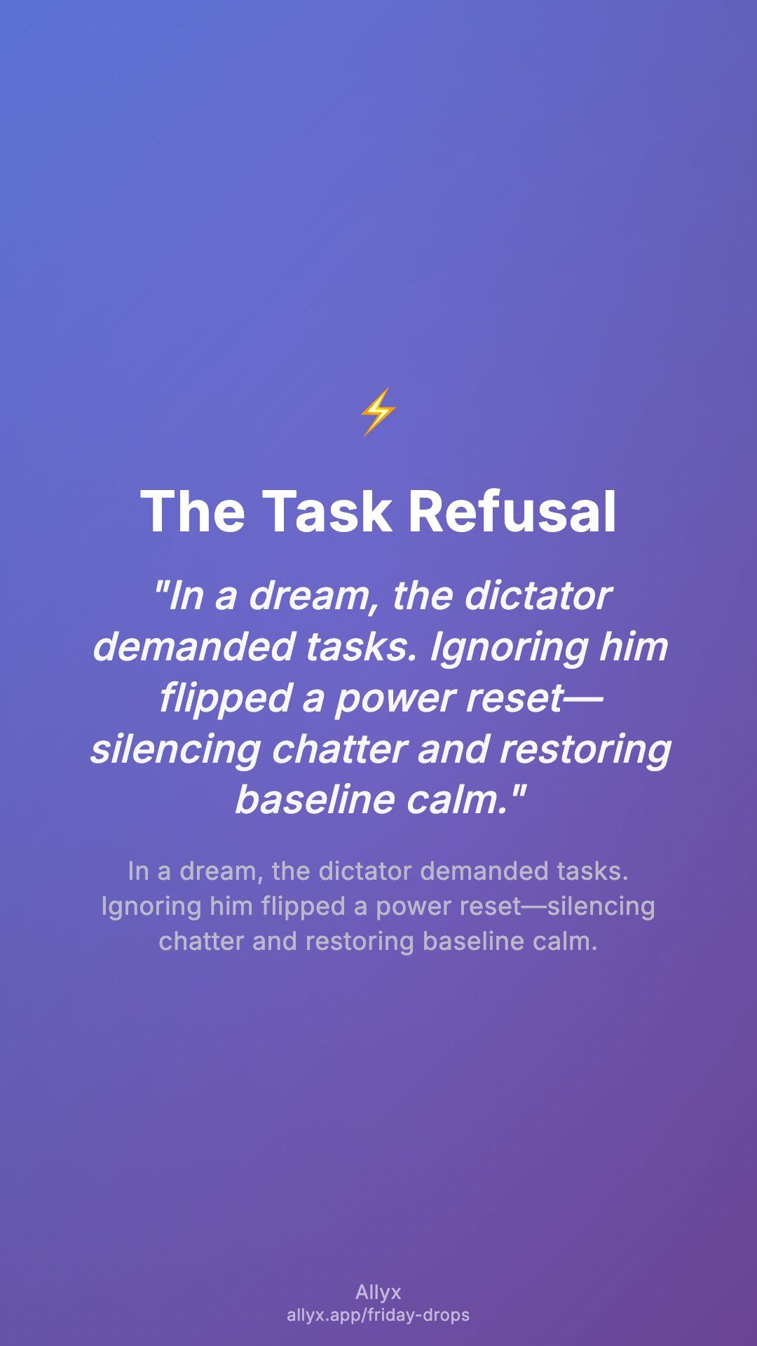 Shareable story card for The Task Refusal