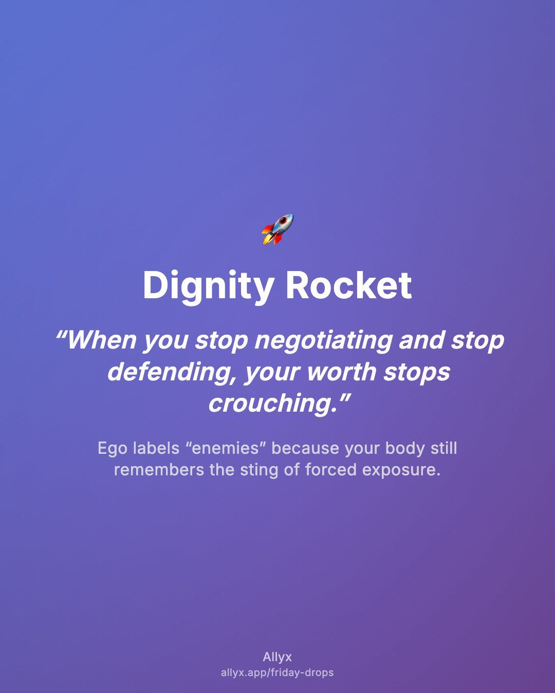 Shareable quote card for Dignity Rocket