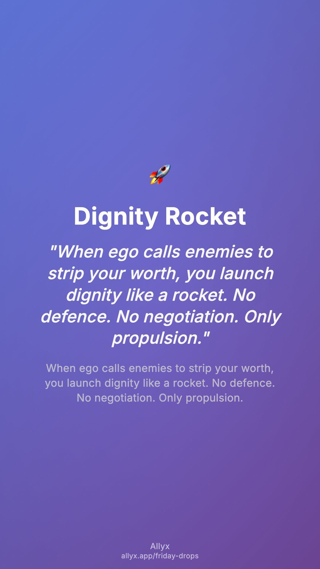 Shareable story card for Dignity Rocket