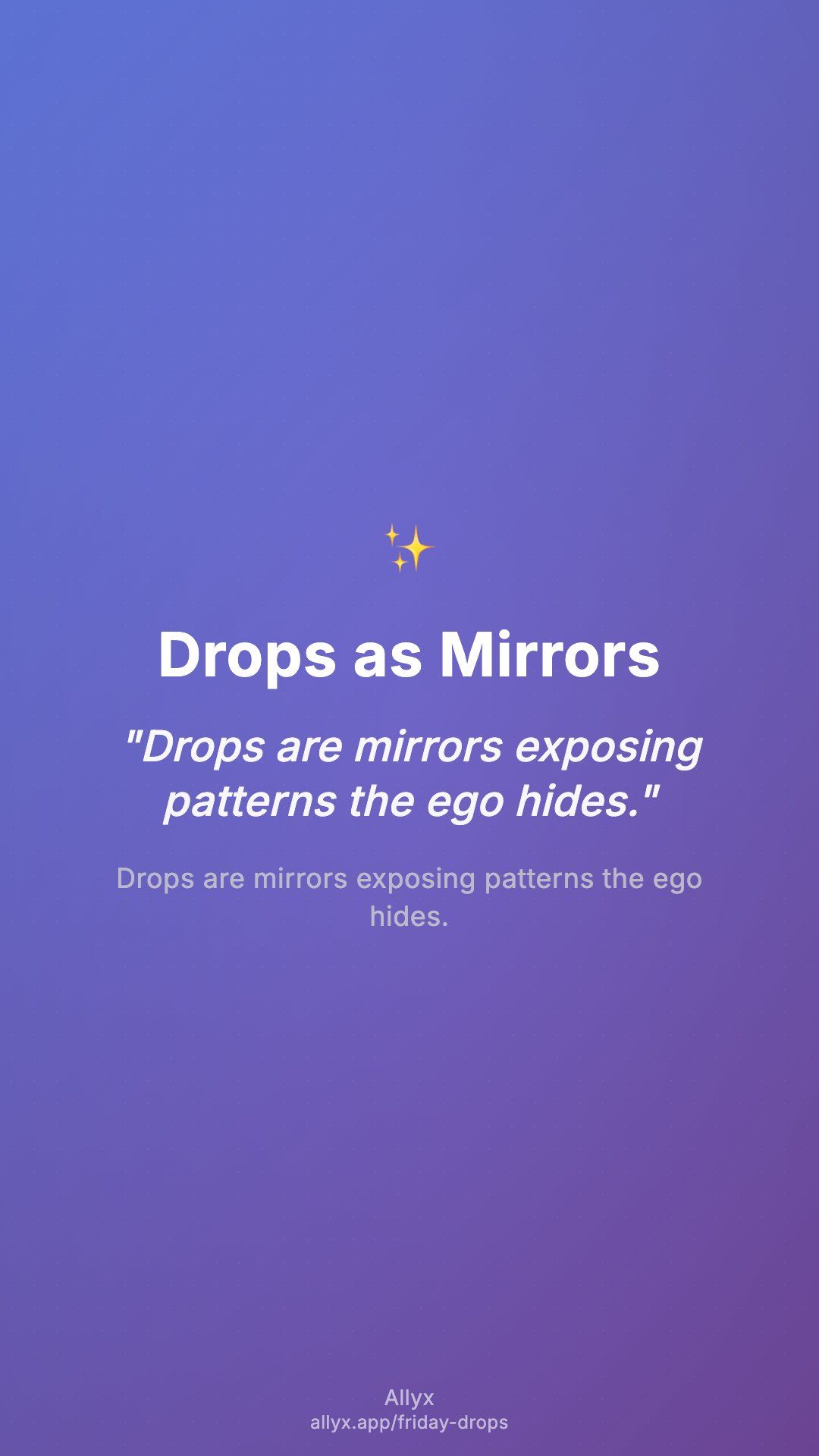 Shareable story card for Drops as Mirrors