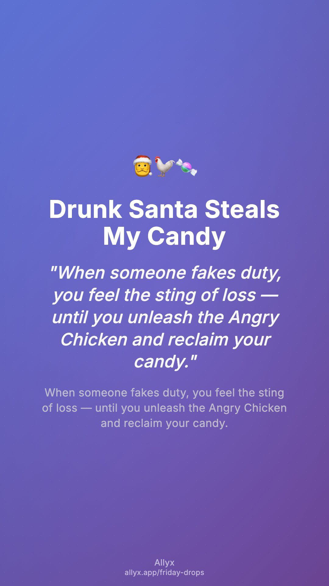 Shareable story card for Drunk Santa Steals My Candy