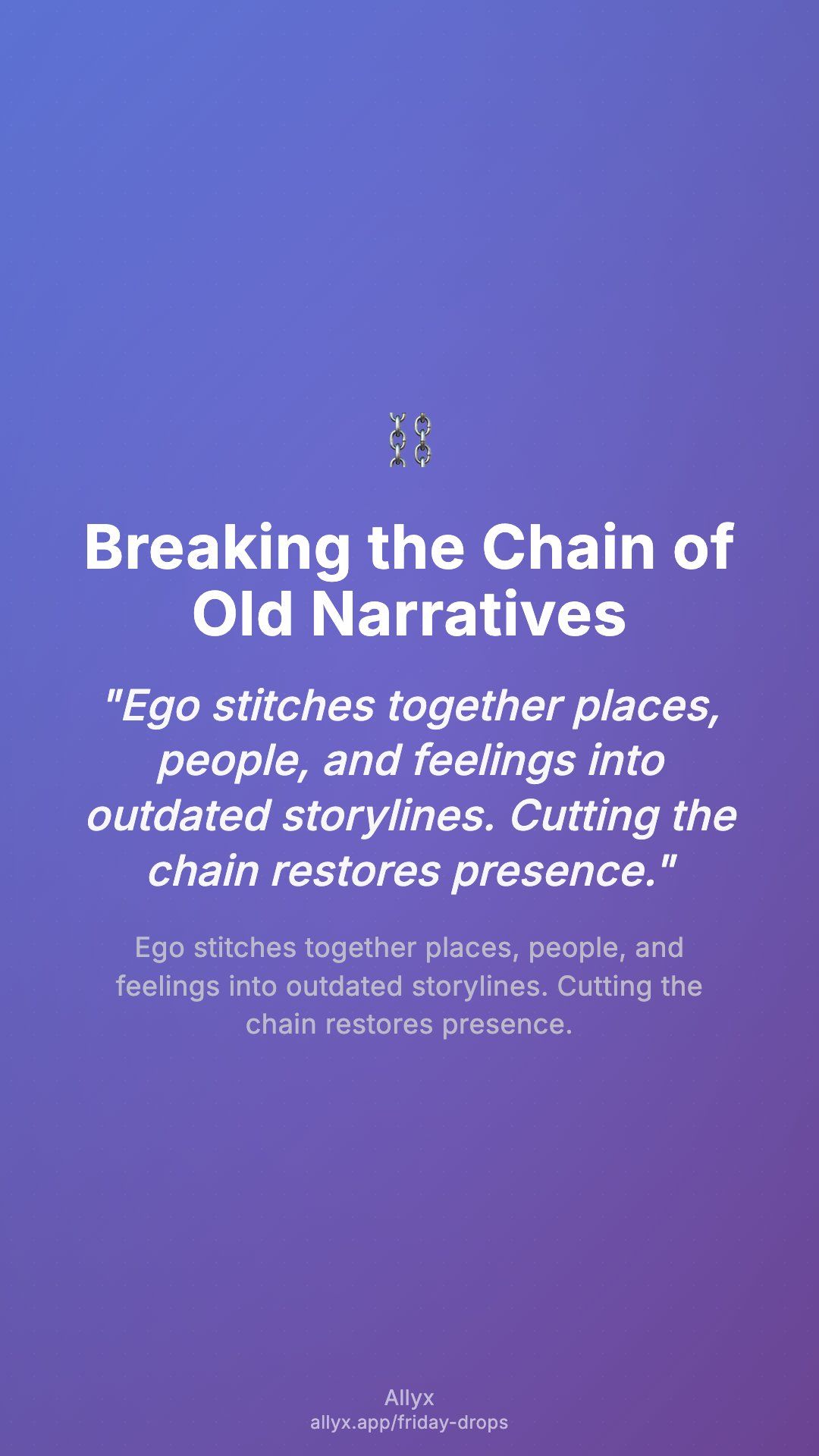 Shareable story card for Breaking the Chain of Old Narratives