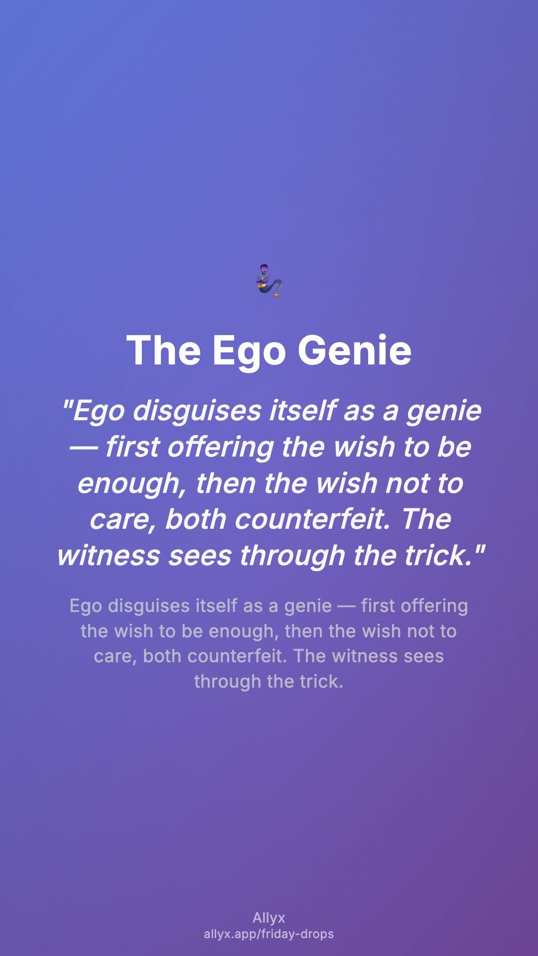 Shareable story card for The Ego Genie