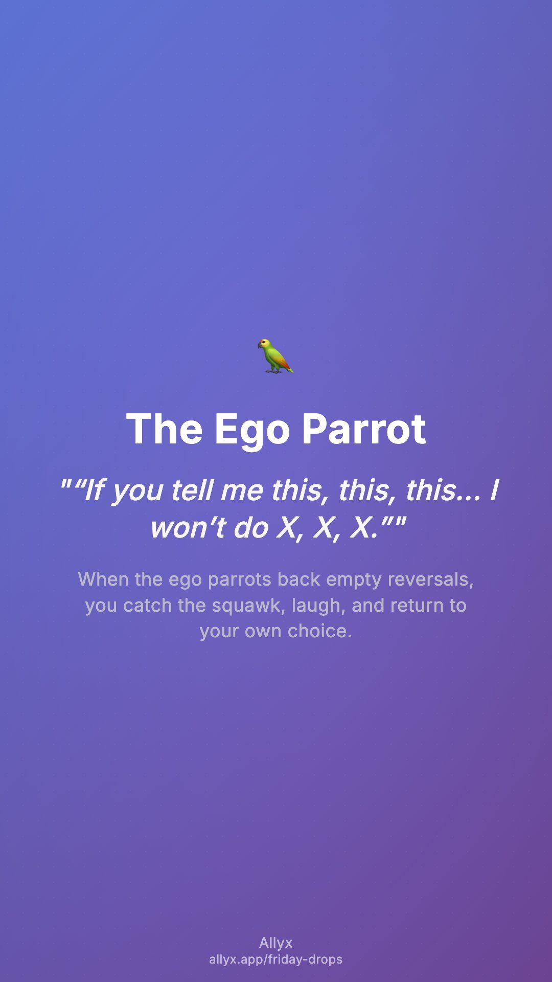 Shareable story card for The Ego Parrot