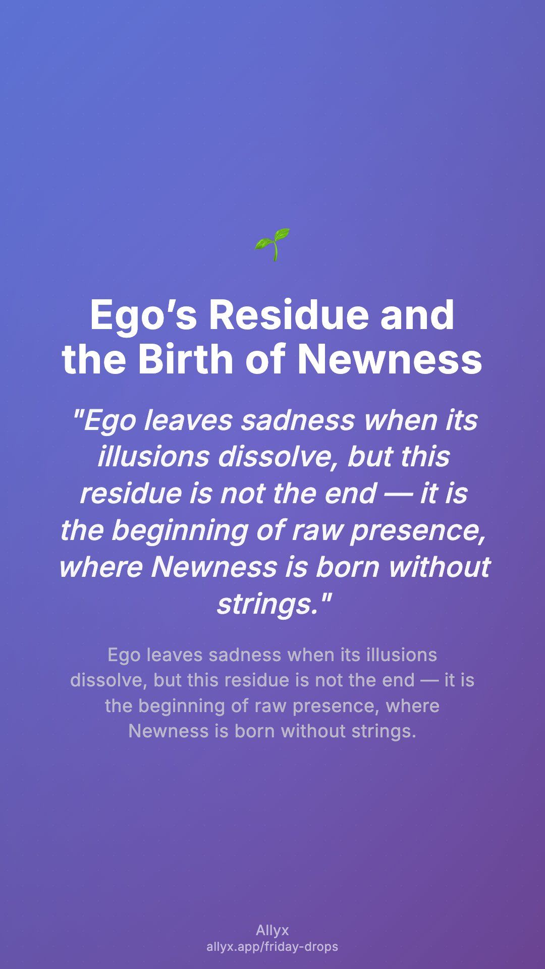 Shareable story card for Ego’s Residue and the Birth of Newness